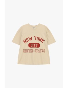 T-Shirt met ronde hals en New York-print en Dixie-opschrift