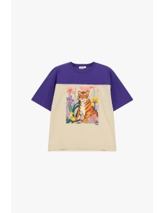 T-shirt à imprimé tigre et fleurs à manches courtes Dixie 2