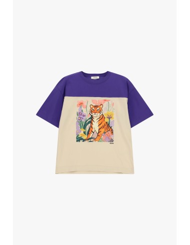 T-shirt à imprimé tigre et fleurs à manches courtes Dixie