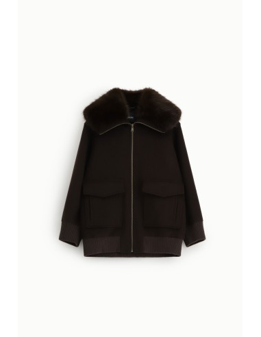Manteau avec col en fourrure et poches plaquées Dixie
