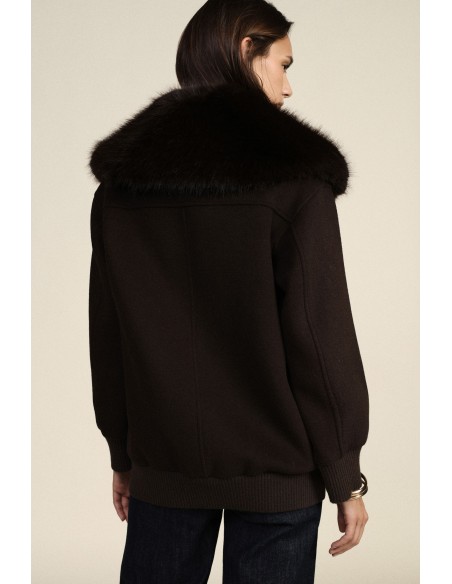 Manteau avec col en fourrure et poches plaquées Dixie