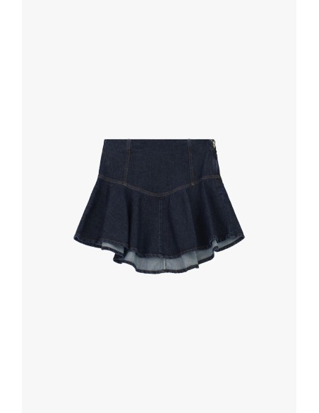 Korte denimrok met uitlopende volant Dixie