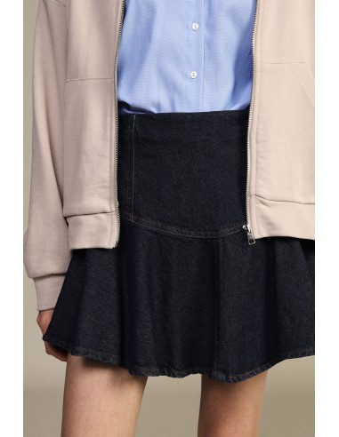Korte denimrok met uitlopende volant Dixie