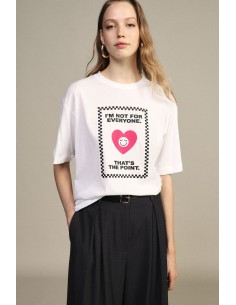 T-shirt à col rond imprimé cœur et phrase Dixie