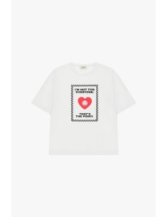 Dixie T-shirt met ronde hals, hartjesprint en tekst 2