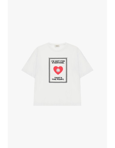 T-shirt à col rond imprimé cœur et phrase Dixie
