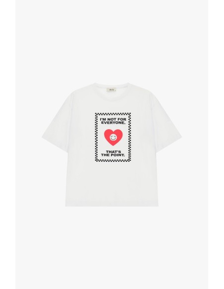 T-shirt à col rond imprimé cœur et phrase Dixie