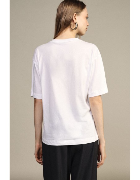 T-shirt à col rond imprimé cœur et phrase Dixie