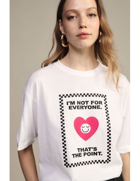 Dixie T-shirt met ronde hals, hartjesprint en tekst