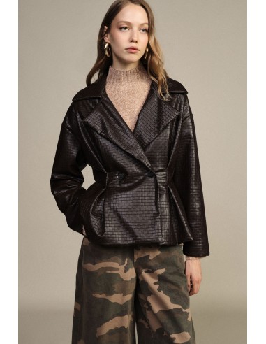 Veste effet cuir croisée à motif géométrique Dixie