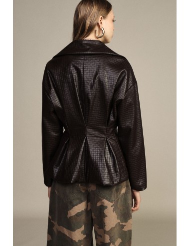 Veste effet cuir croisée à motif géométrique Dixie
