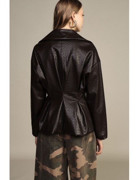 Veste effet cuir croisée à motif géométrique Dixie