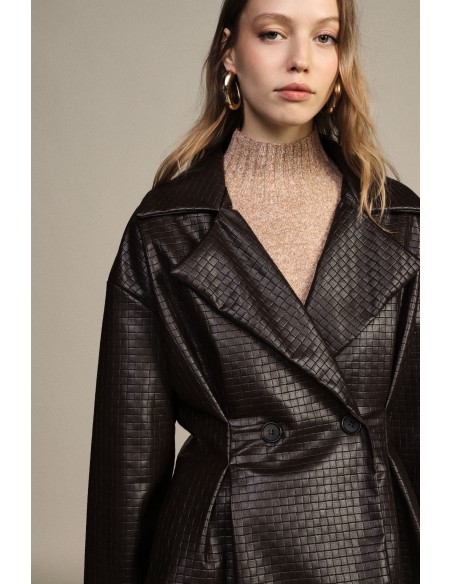 Veste effet cuir croisée à motif géométrique Dixie
