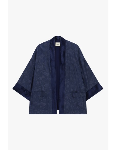 Manteau duster ample en jacquard avec bordures contrastantes Dixie