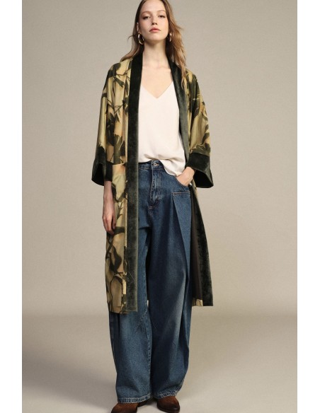 Manteau duster à motif floral avec poches avant Dixie