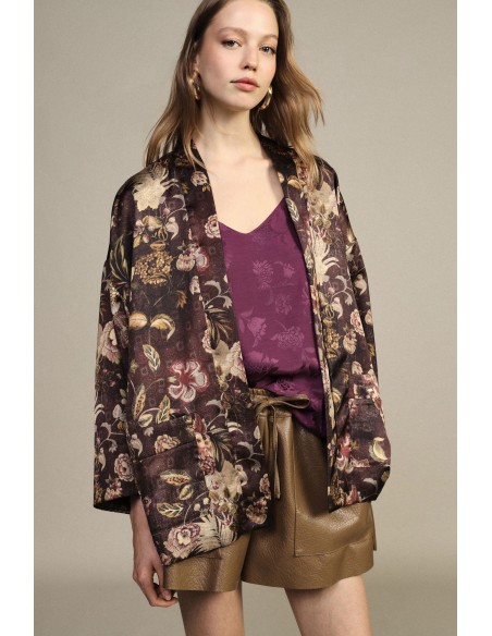 Manteau court à motif floral avec poches Dixie