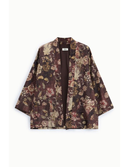 Manteau court à motif floral avec poches Dixie