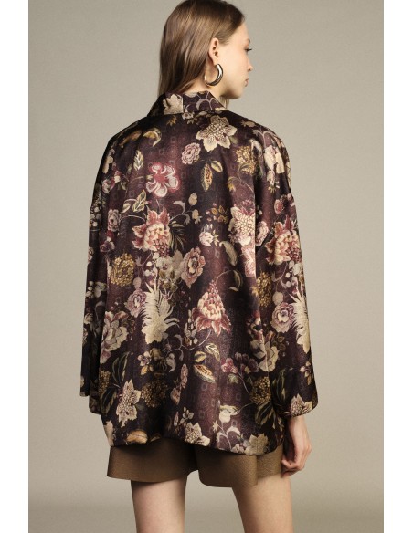 Manteau court à motif floral avec poches Dixie