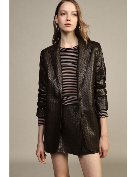 Blazer à double boutonnage motif chevron ton sur ton Dixie