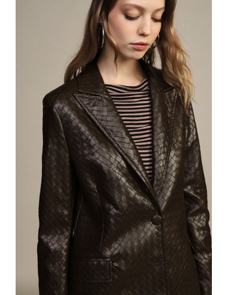 Dixie blazer met dubbele knoopsluiting en ton-sur-ton chevronpatroon