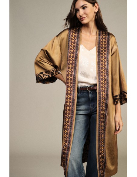 Manteau duster Dixie à imprimé animalier et motif floral