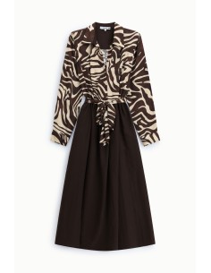 Midi-jurk met zebraprint, riem en klassieke kraag, alstublieft 2