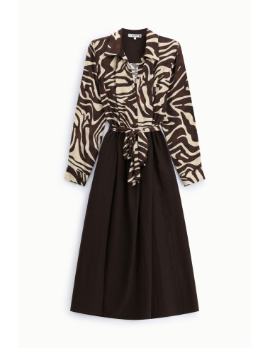 Robe midi à imprimé zébré, ceinture et col classique, s’il vous plaît