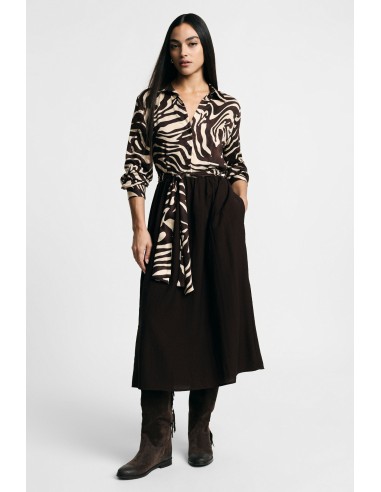 Robe midi à imprimé zébré, ceinture et col classique, s’il vous plaît
