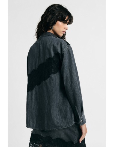 Chemisier en denim avec empiècements en dentelle et boutons S’il vous plaît