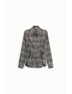 Blouse à imprimé carreaux avec liens de serrage latéraux, s’il vous plaît 2