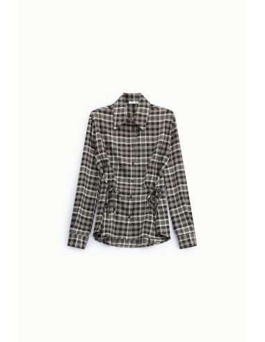 Blouse à imprimé carreaux avec liens de serrage latéraux, s’il vous plaît