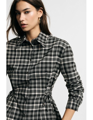 Blouse à imprimé carreaux avec liens de serrage latéraux, s’il vous plaît