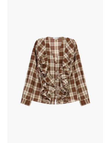 Geruite blouse met ruches aan de voorkant, alstublieft