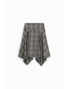 Asymmetrische geruite midi-rok met hoge taille alstublieft 2