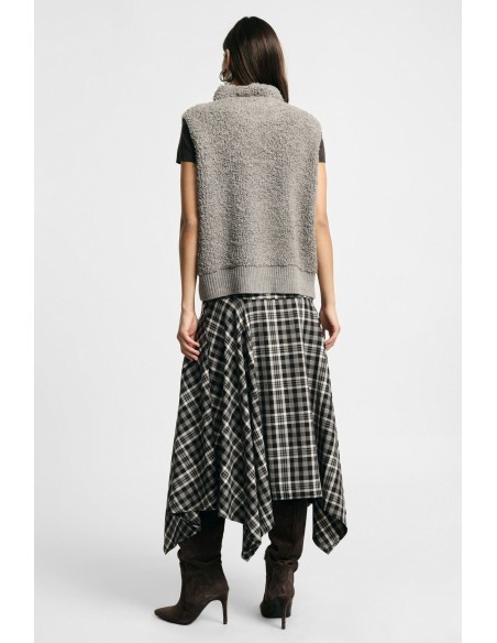 Asymmetrische geruite midi-rok met hoge taille alstublieft