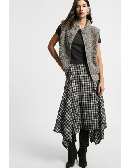 Jupe midi asymétrique à carreaux taille haute, s’il vous plaît