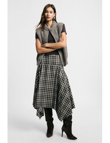 Jupe midi asymétrique à carreaux taille haute, s’il vous plaît