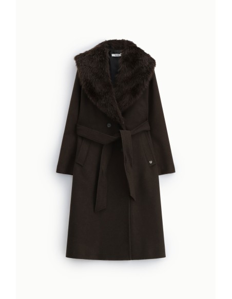 Manteau long avec col maxi en fourrure, s’il vous plaît