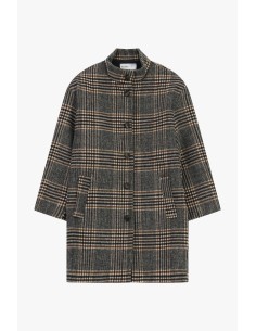 Manteau à carreaux avec boutons et poches latérales 2