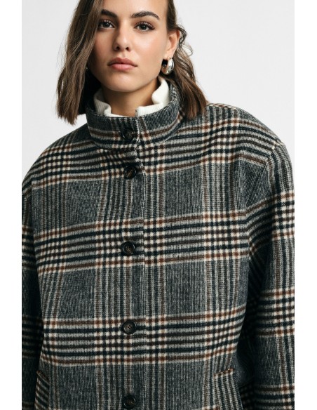 Manteau à carreaux avec boutons et poches latérales