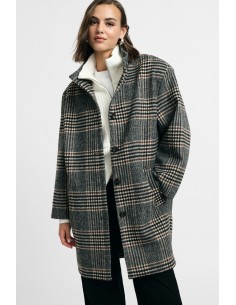 Manteau à carreaux avec boutons et poches latérales