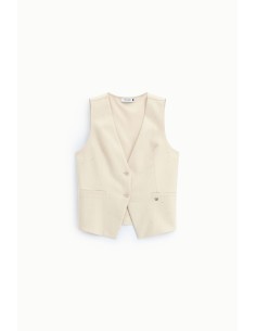 Gilet à col en V avec poches passepoilées Please 2