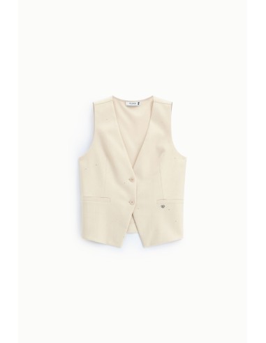 Gilet à col en V avec poches passepoilées Please