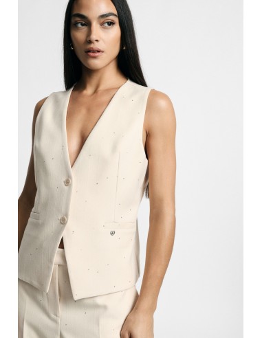 Gilet à col en V avec poches passepoilées Please