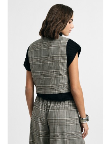 Geruit vest met franjes en knoopsluiting Please