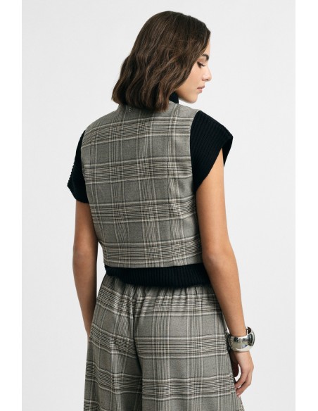 Geruit vest met franjes en knoopsluiting Please