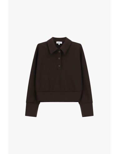Pull cropped à col chemise et boutons, s’il vous plaît