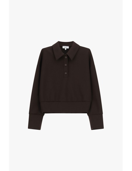Pull cropped à col chemise et boutons, s’il vous plaît