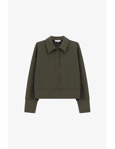 Pull cropped à col chemise et boutons, s’il vous plaît