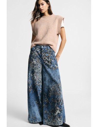 Jean animalier à jambes très larges, taille moyenne, s'il vous plaît